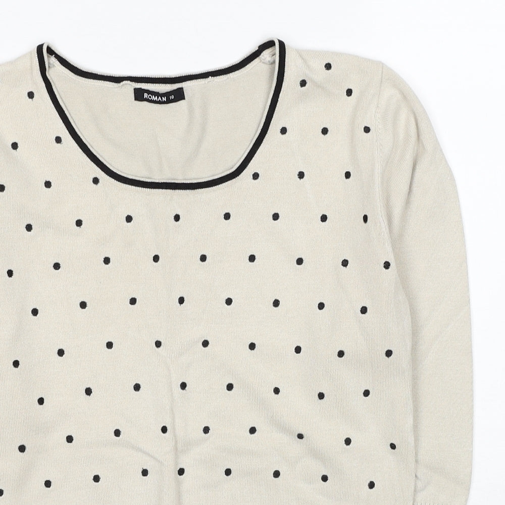 Womens UK Size 10 Roman Beige Pullover Jumper