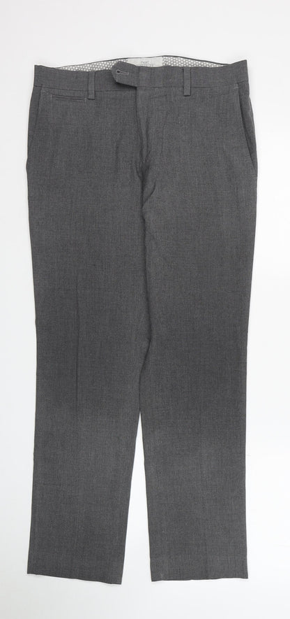 NEXT Womens Grey Polyester Chino Trousers Size 30 L29 in Slim Zip