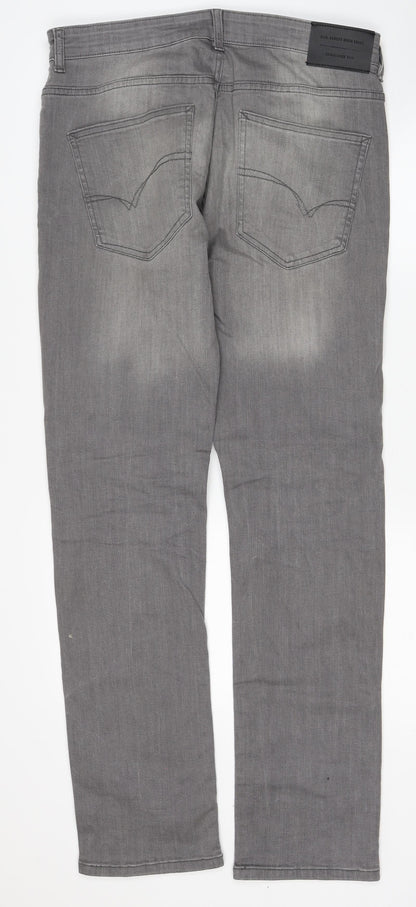 Denim & Co. Womens Grey Cotton Straight Jeans Size 32 in L32 in Regular Button