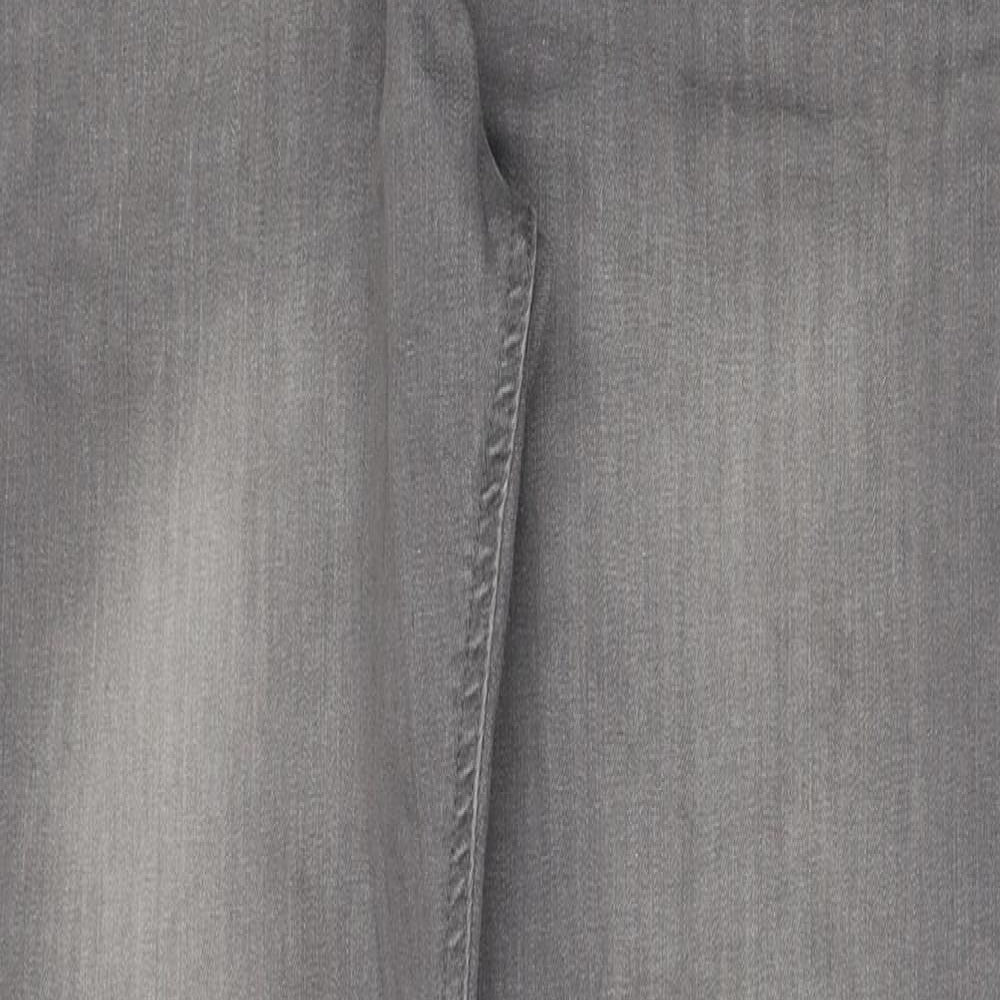 Denim & Co. Womens Grey Cotton Straight Jeans Size 32 in L32 in Regular Button