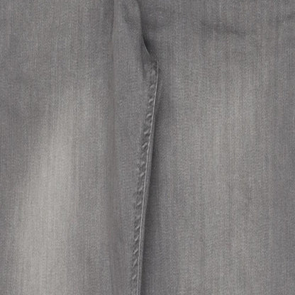 Denim & Co. Womens Grey Cotton Straight Jeans Size 32 in L32 in Regular Button