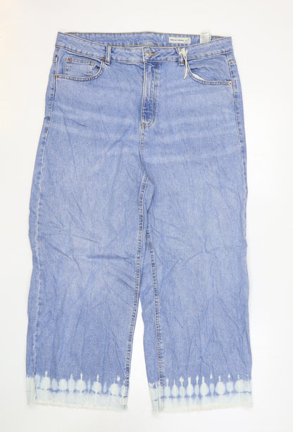 Womens UK Size 18 Marks and Spencer Regular Fit Wide-Leg Blue Jeans