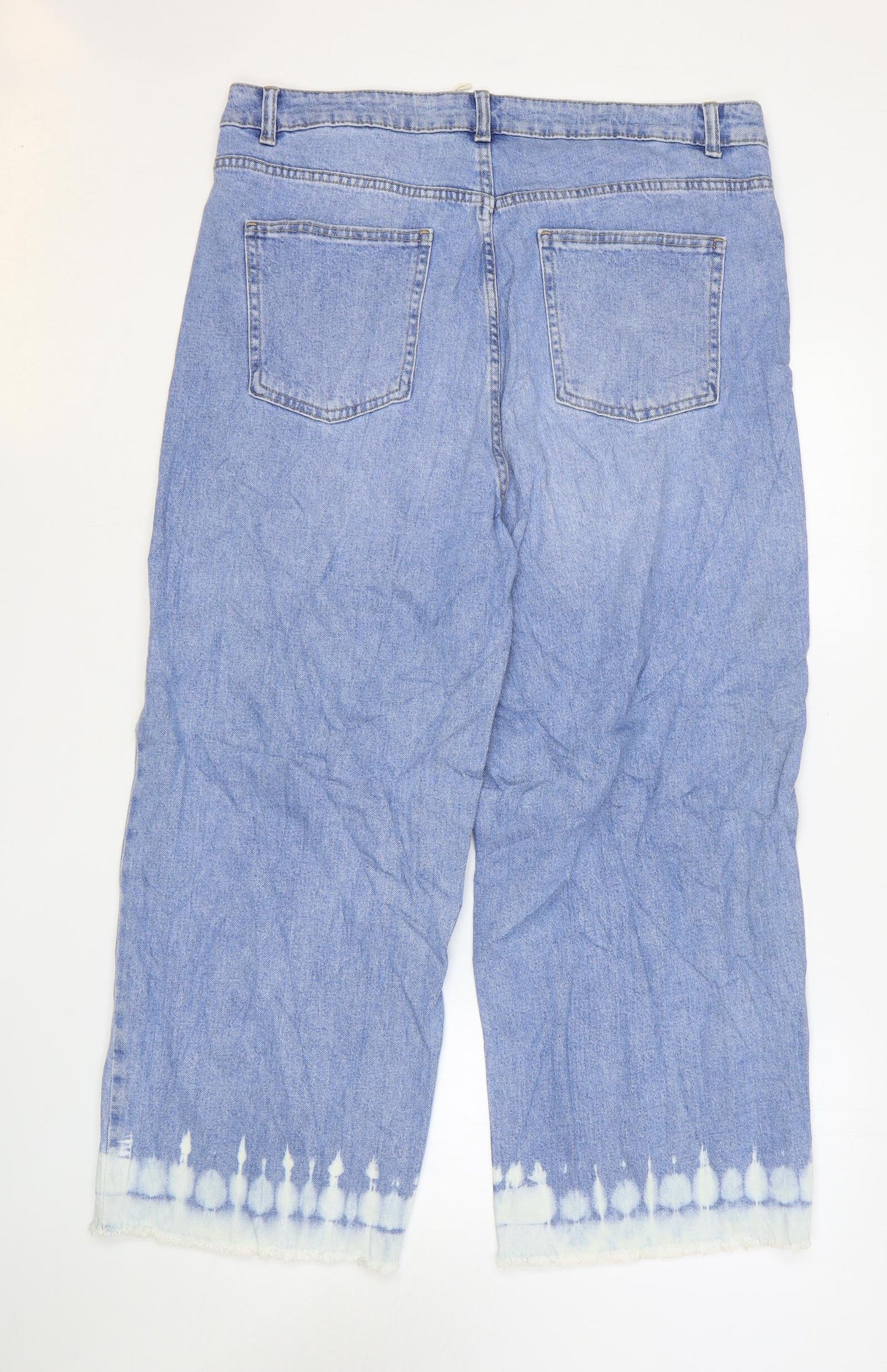 Womens UK Size 18 Marks and Spencer Regular Fit Wide-Leg Blue Jeans
