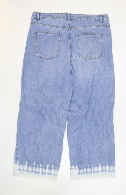 Womens UK Size 18 Marks and Spencer Regular Fit Wide-Leg Blue Jeans
