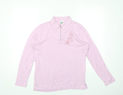 PURE WEAR Womens Purple Collared Cotton Pullover Jumper Size 14