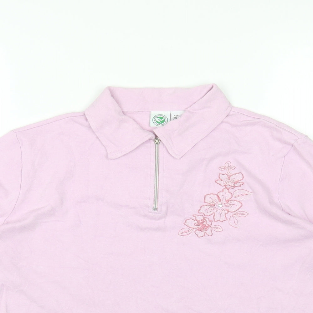 PURE WEAR Womens Purple Collared Cotton Pullover Jumper Size 14