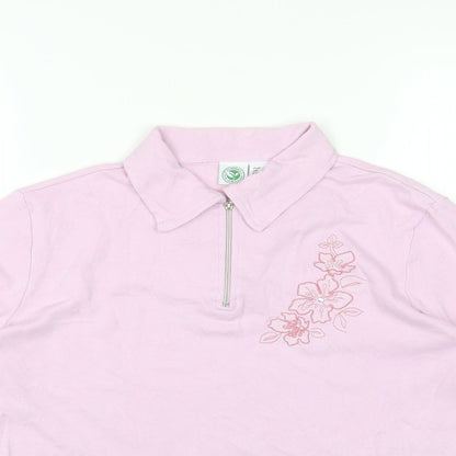 PURE WEAR Womens Purple Collared Cotton Pullover Jumper Size 14