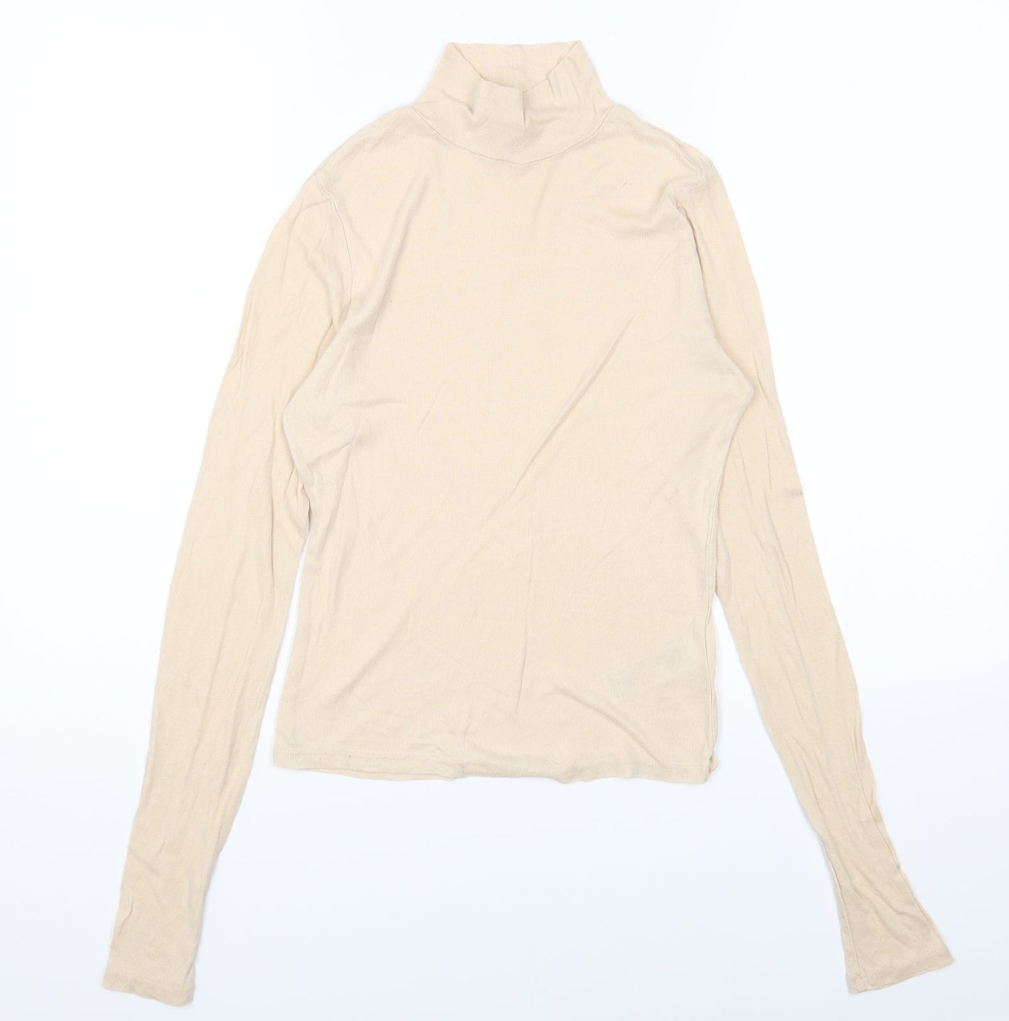 Womens UK Size 12 Topshop Beige Basic T-Shirt