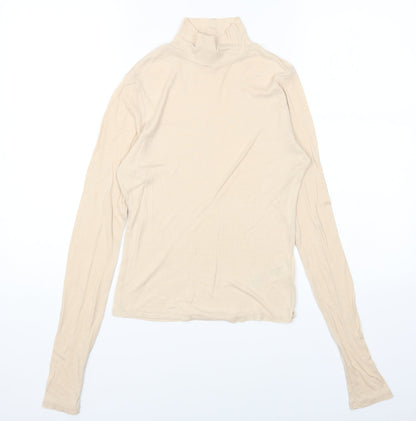 Womens UK Size 12 Topshop Beige Basic T-Shirt