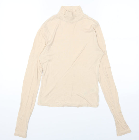 Womens UK Size 12 Topshop Beige Basic T-Shirt