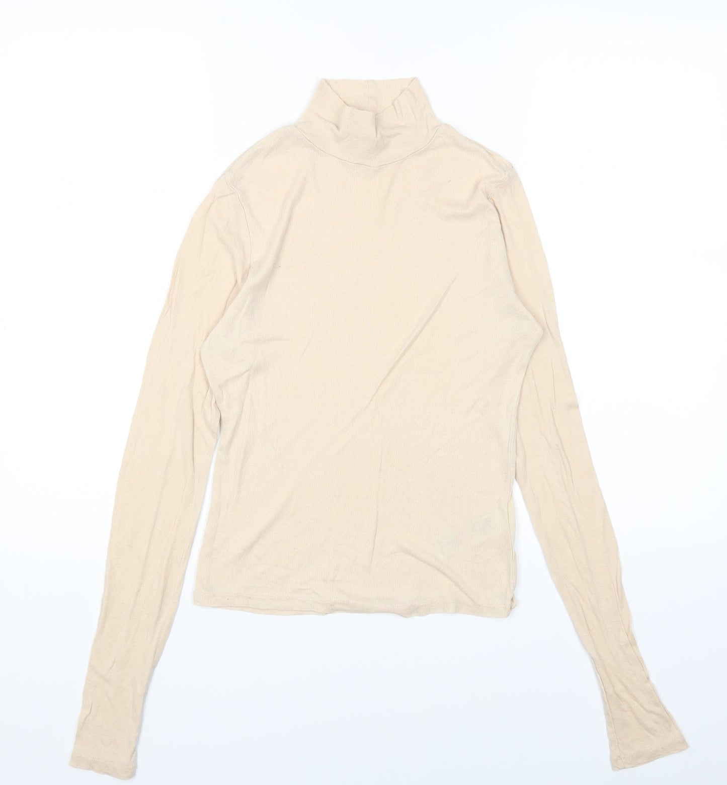 Womens UK Size 12 Topshop Beige Basic T-Shirt