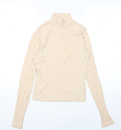 Womens UK Size 12 Topshop Beige Basic T-Shirt