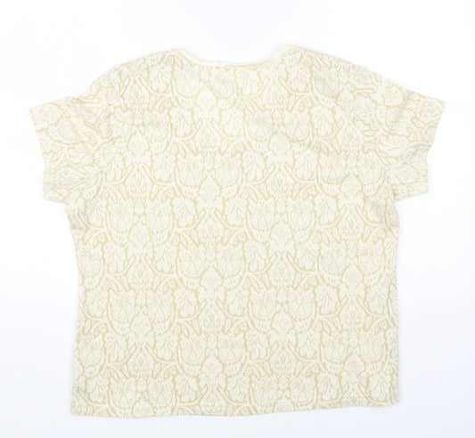 Bonmarché Womens Beige Geometric Acrylic Basic T-Shirt Size L Round Neck