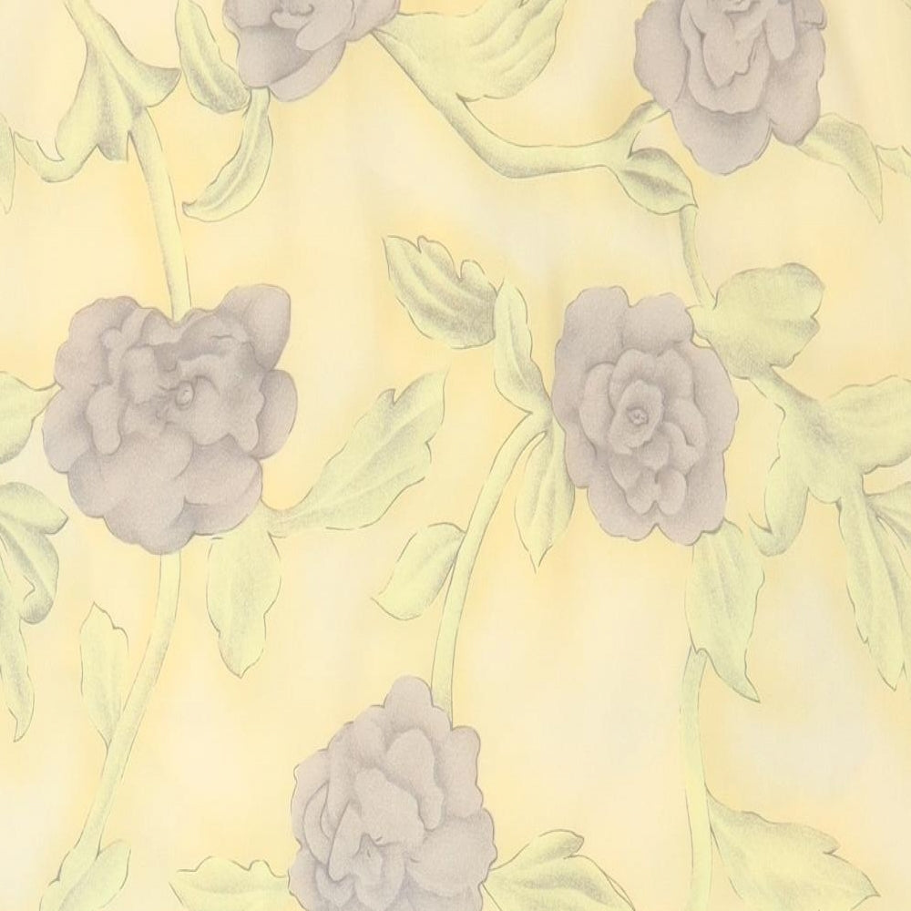 Berkertex Womens Yellow Floral Polyester A-Line Skirt Size 16 Button