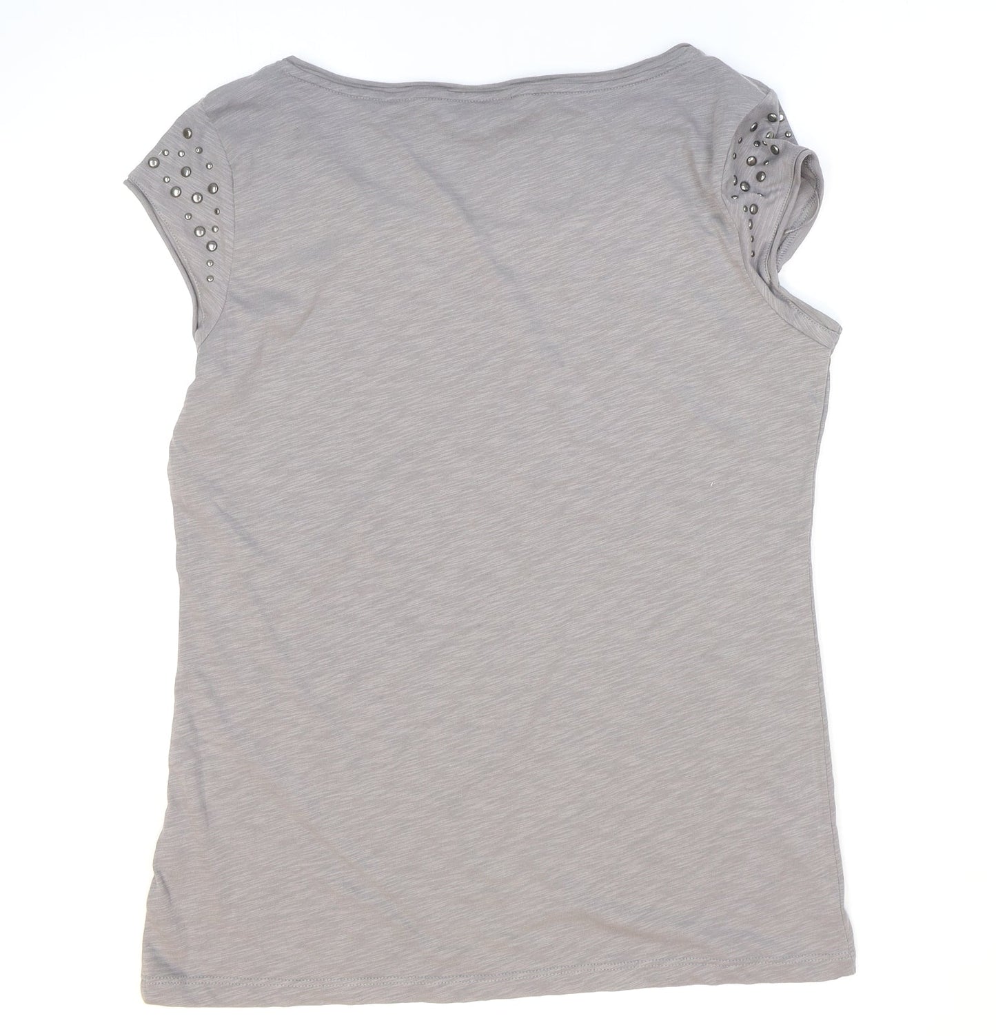 Esprit Womens Grey Cotton Basic T-Shirt Size XL Round Neck