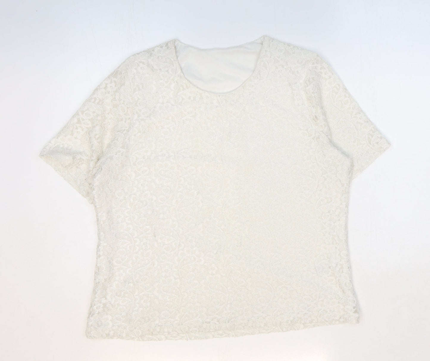 Womens UK Size 16 Preworn White Basic T-Shirt