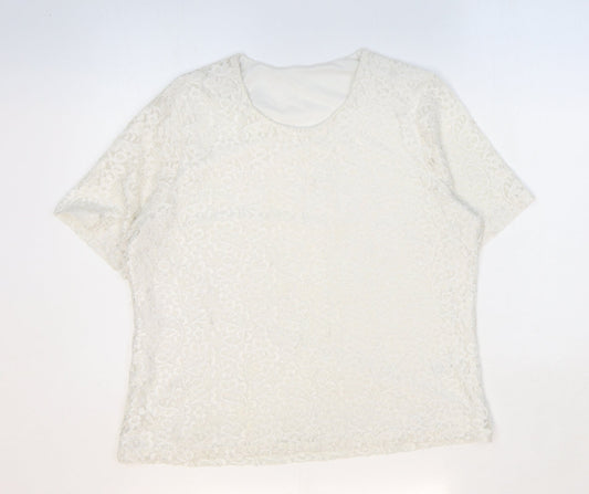 Womens UK Size 16 Preworn White Basic T-Shirt