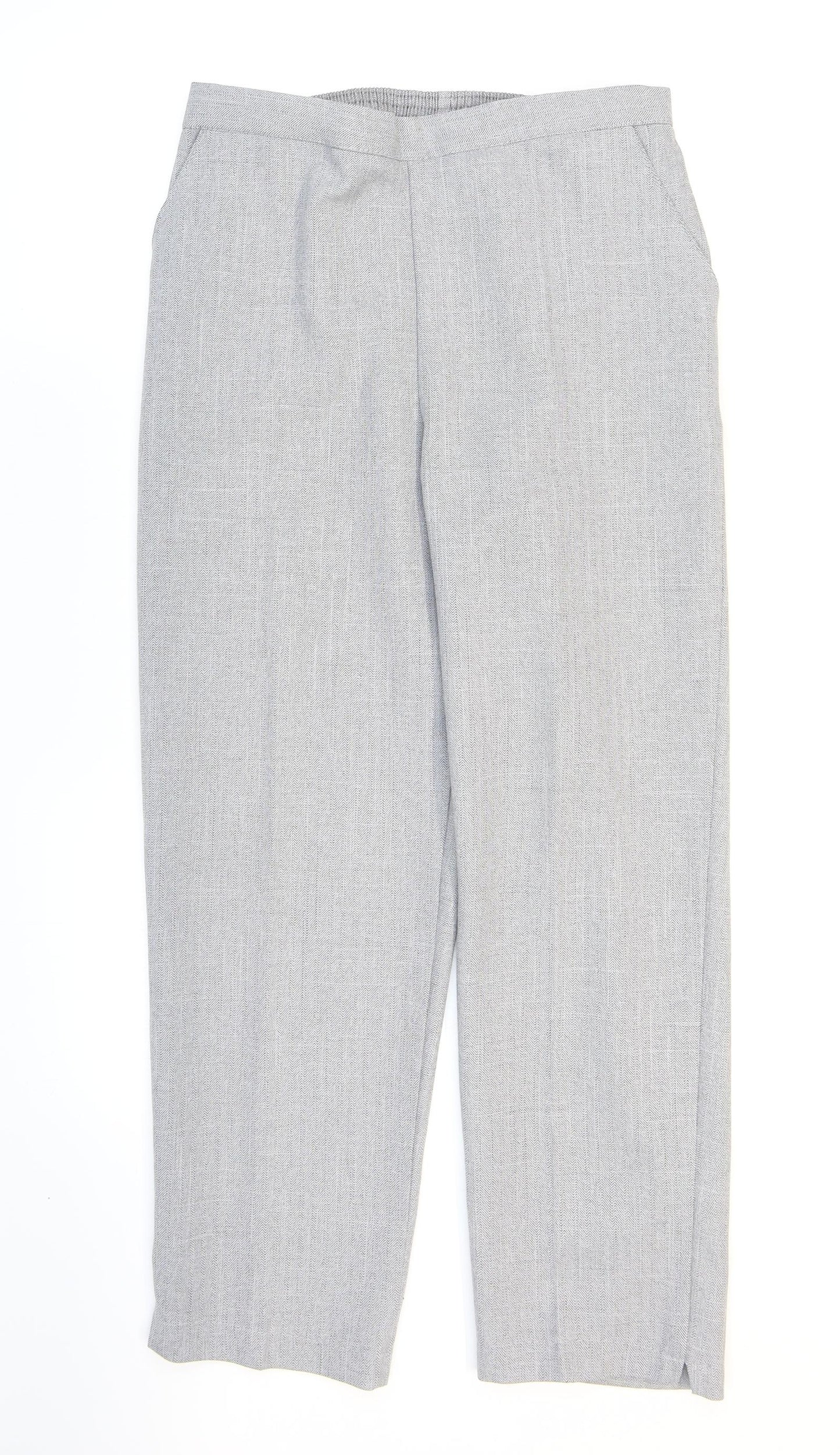 Autonomy Womens Grey Herringbone Polyester Dress Pants Trousers Size 14 L26 in Regular
