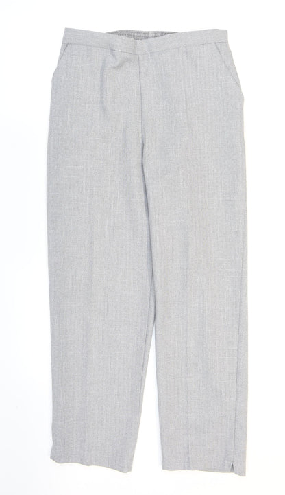 Autonomy Womens Grey Herringbone Polyester Dress Pants Trousers Size 14 L26 in Regular