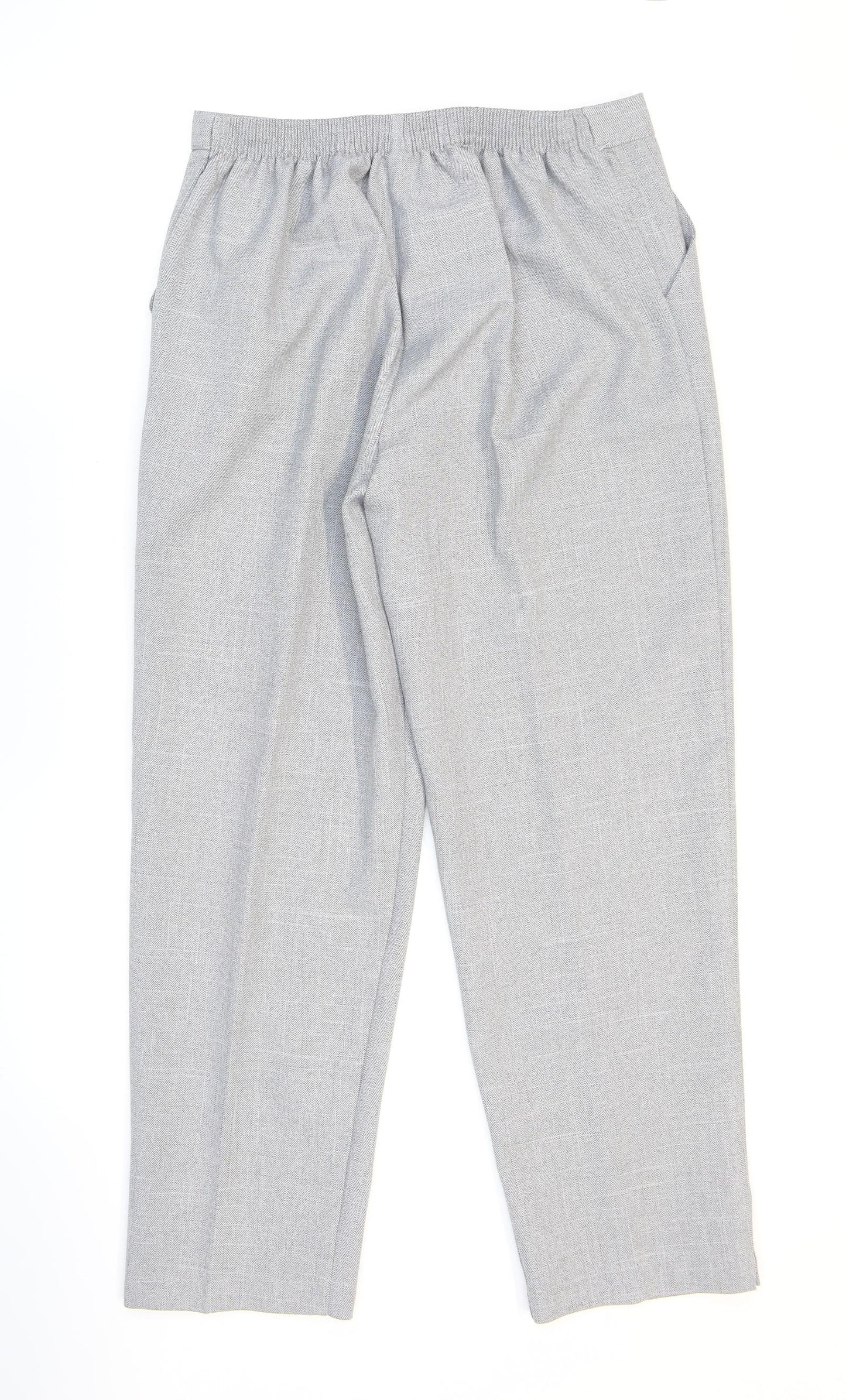Autonomy Womens Grey Herringbone Polyester Dress Pants Trousers Size 14 L26 in Regular