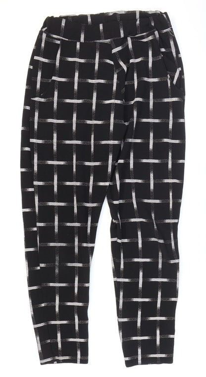 Missguided Womens Black Check Polyester Carrot Trousers Size 12 L28 in Regular