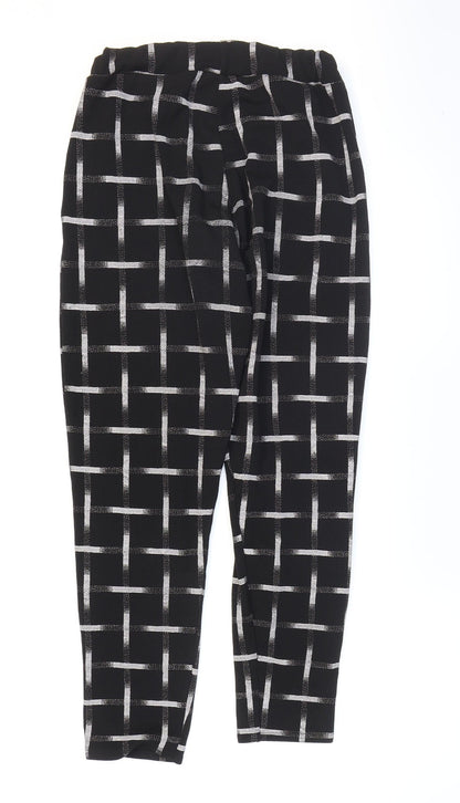Missguided Womens Black Check Polyester Carrot Trousers Size 12 L28 in Regular