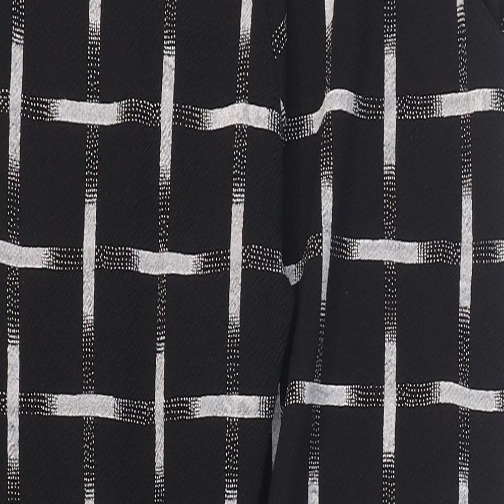 Missguided Womens Black Check Polyester Carrot Trousers Size 12 L28 in Regular