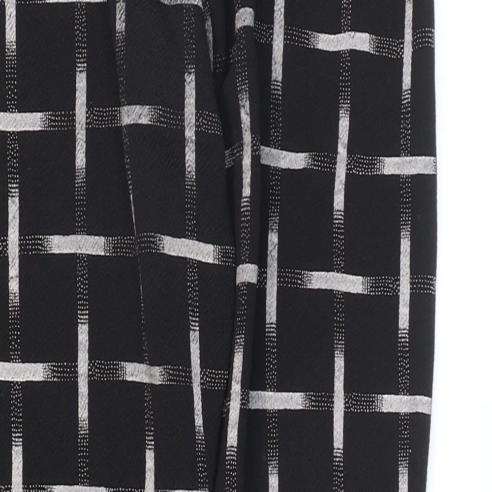 Missguided Womens Black Check Polyester Carrot Trousers Size 12 L28 in Regular