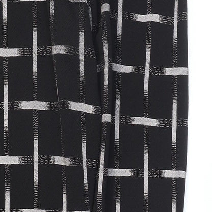 Missguided Womens Black Check Polyester Carrot Trousers Size 12 L28 in Regular