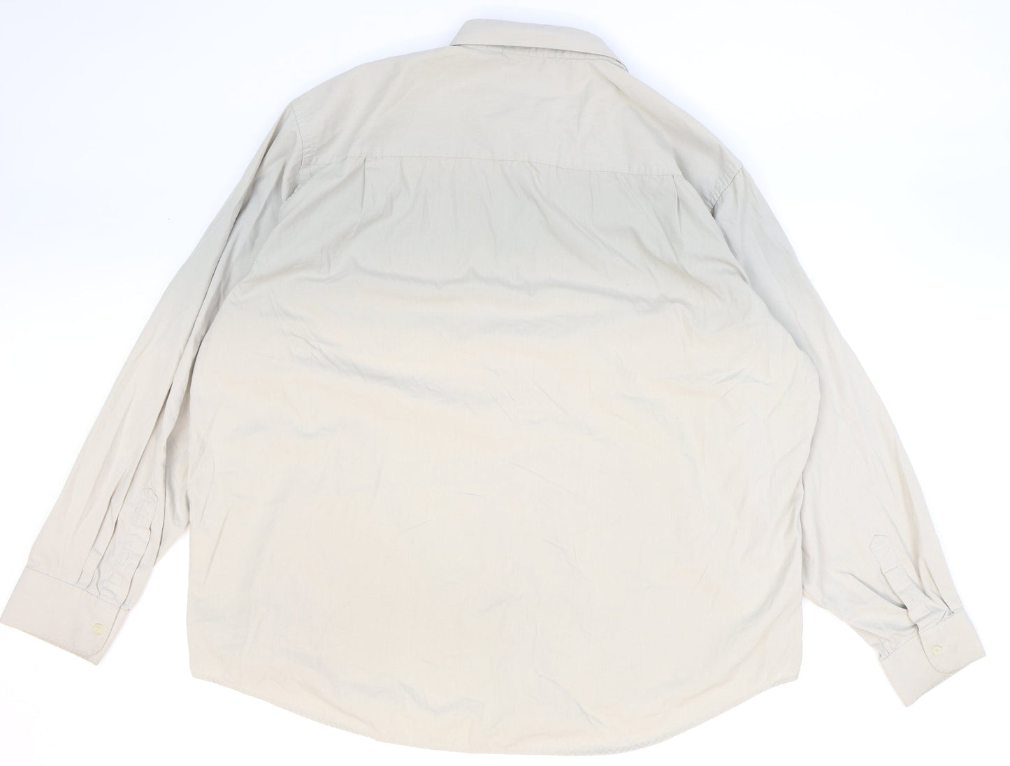 Mens UK Size 49 Mansize Beige  Button-Up Long Sleeve Casual Shirt