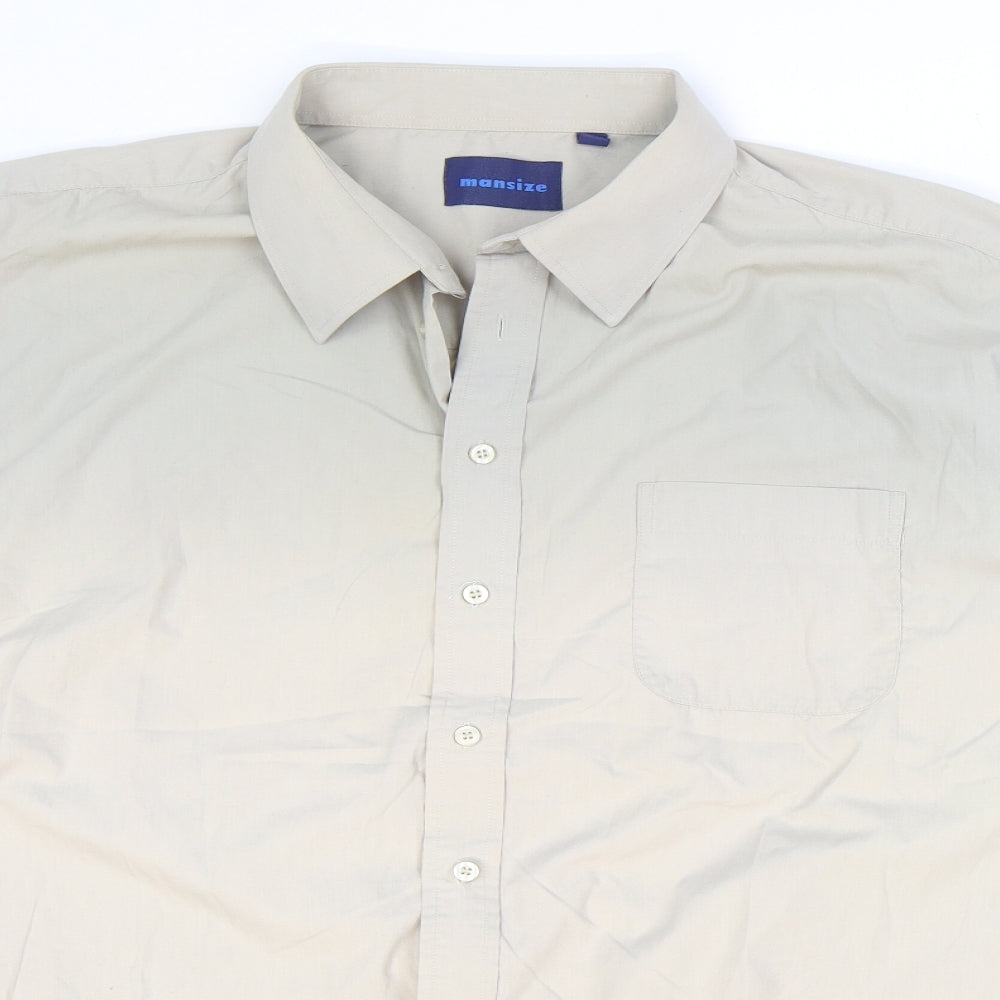 Mens UK Size 49 Mansize Beige  Button-Up Long Sleeve Casual Shirt