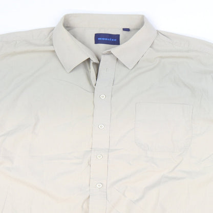 Mens UK Size 49 Mansize Beige  Button-Up Long Sleeve Casual Shirt