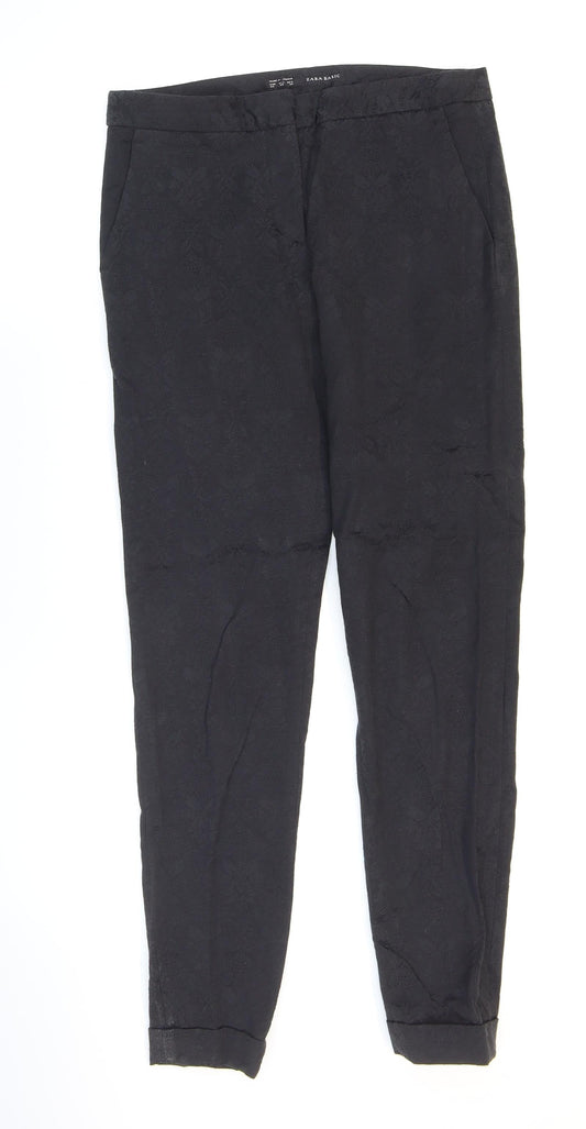 Womens UK Size 4 Zara Regular Fit Carrot Black Trousers