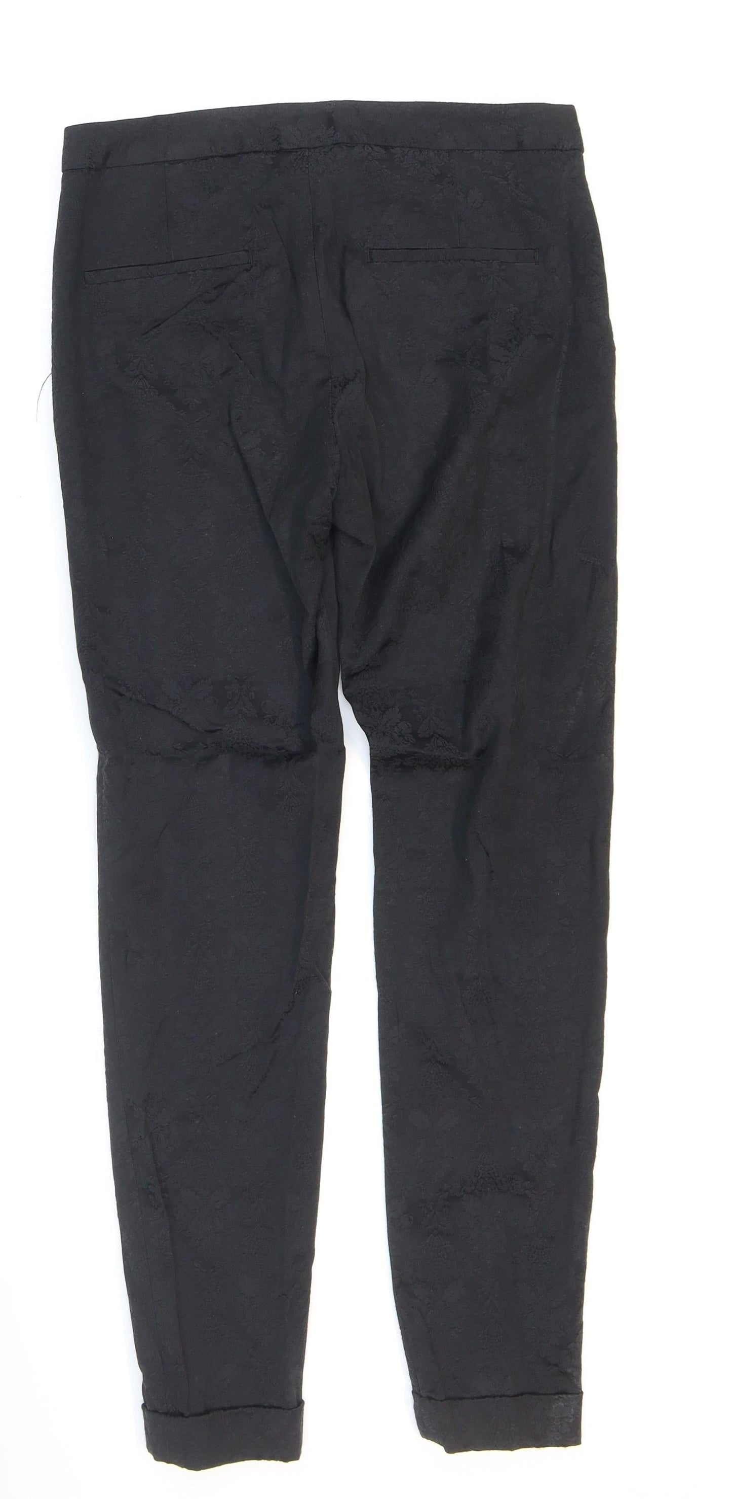 Womens UK Size 4 Zara Regular Fit Carrot Black Trousers