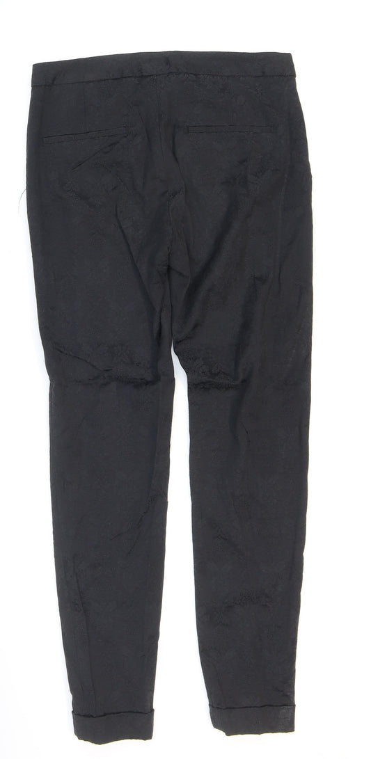 Womens UK Size 4 Zara Regular Fit Carrot Black Trousers
