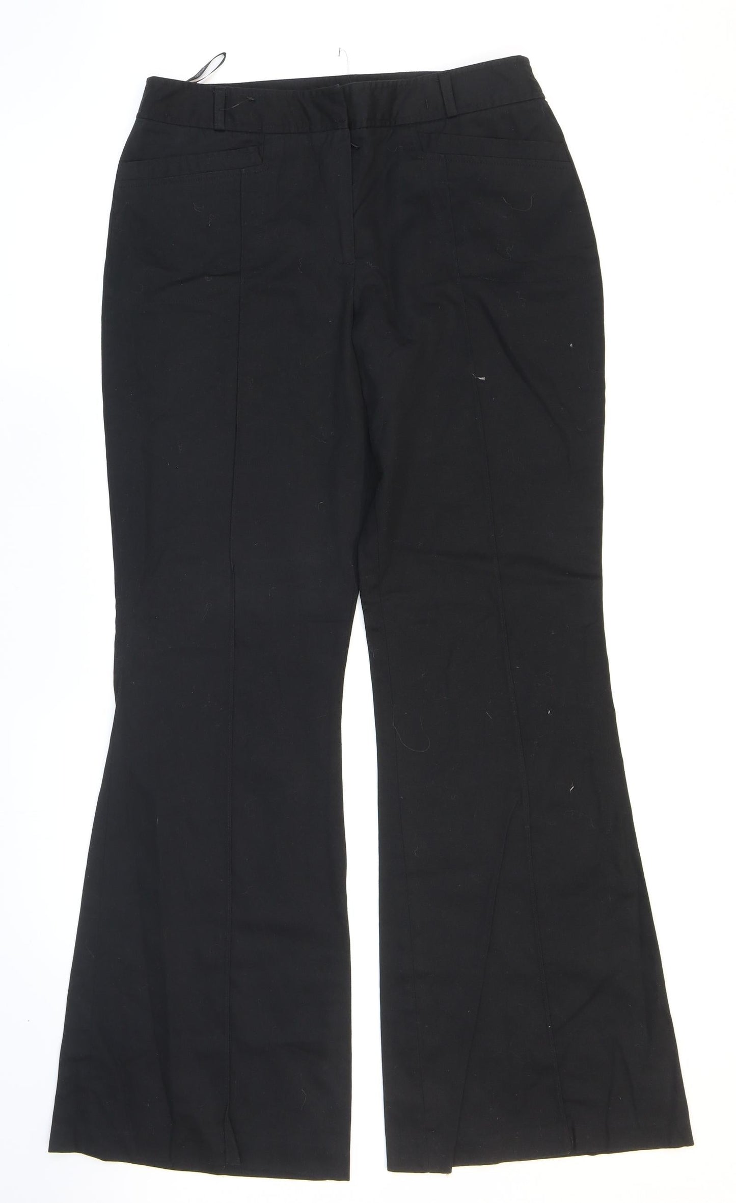 Primark Womens Black Cotton Dress Pants Trousers Size 12 L31 in Regular Zip