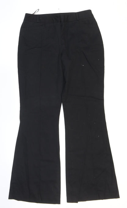 Primark Womens Black Cotton Dress Pants Trousers Size 12 L31 in Regular Zip