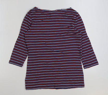 Tabitha Webb Womens Blue Striped Polyester Basic T-Shirt Size M Round Neck