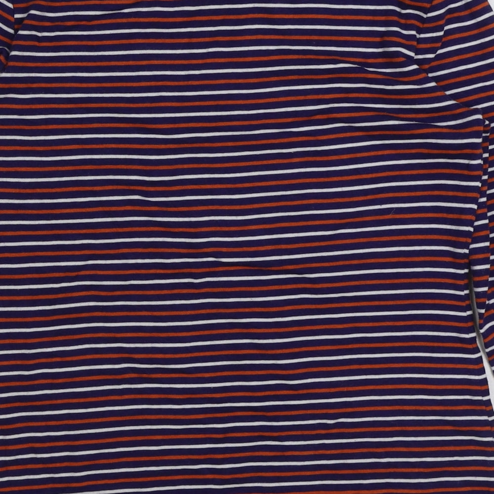 Tabitha Webb Womens Blue Striped Polyester Basic T-Shirt Size M Round Neck