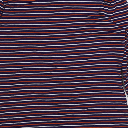 Tabitha Webb Womens Blue Striped Polyester Basic T-Shirt Size M Round Neck