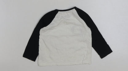 F&F Baby White Cotton Basic T-Shirt Size 9-12 Months Round Neck Pullover - D is for Dinosaur