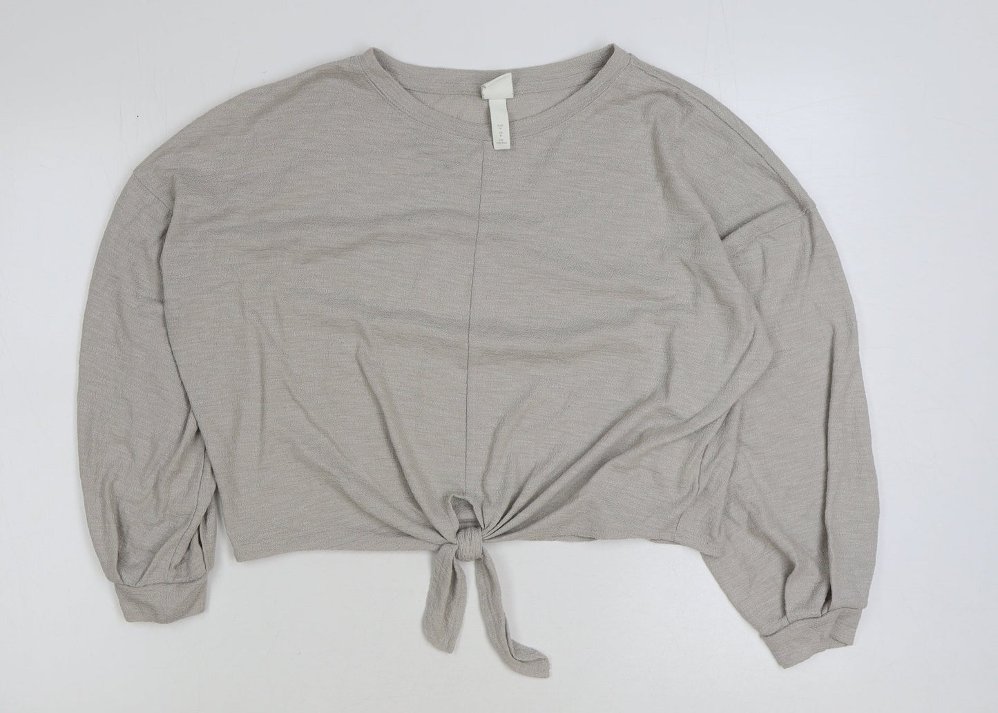 H&M Womens Beige Polyester Pullover Sweatshirt Size M Pullover - Tie