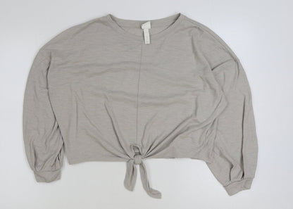 H&M Womens Beige Polyester Pullover Sweatshirt Size M Pullover - Tie