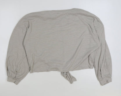 H&M Womens Beige Polyester Pullover Sweatshirt Size M Pullover - Tie