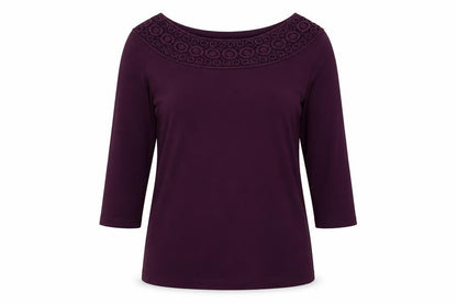 matala Womens Purple Viscose Basic T-Shirt Size 10 Scoop Neck