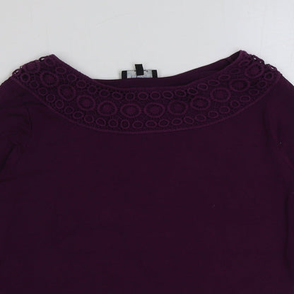 matala Womens Purple Viscose Basic T-Shirt Size 10 Scoop Neck