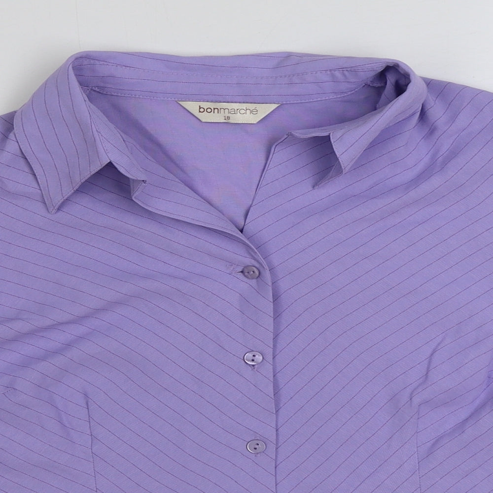 Womens UK Size 18 Bonmarche Purple Basic Button-Up