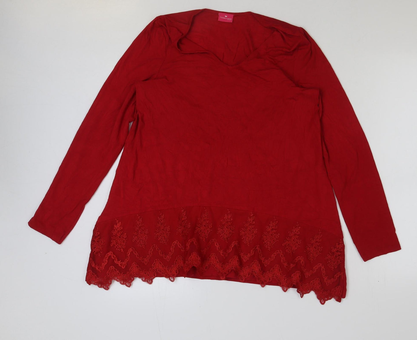 Womens UK Size M Together Red Tunic T-Shirt
