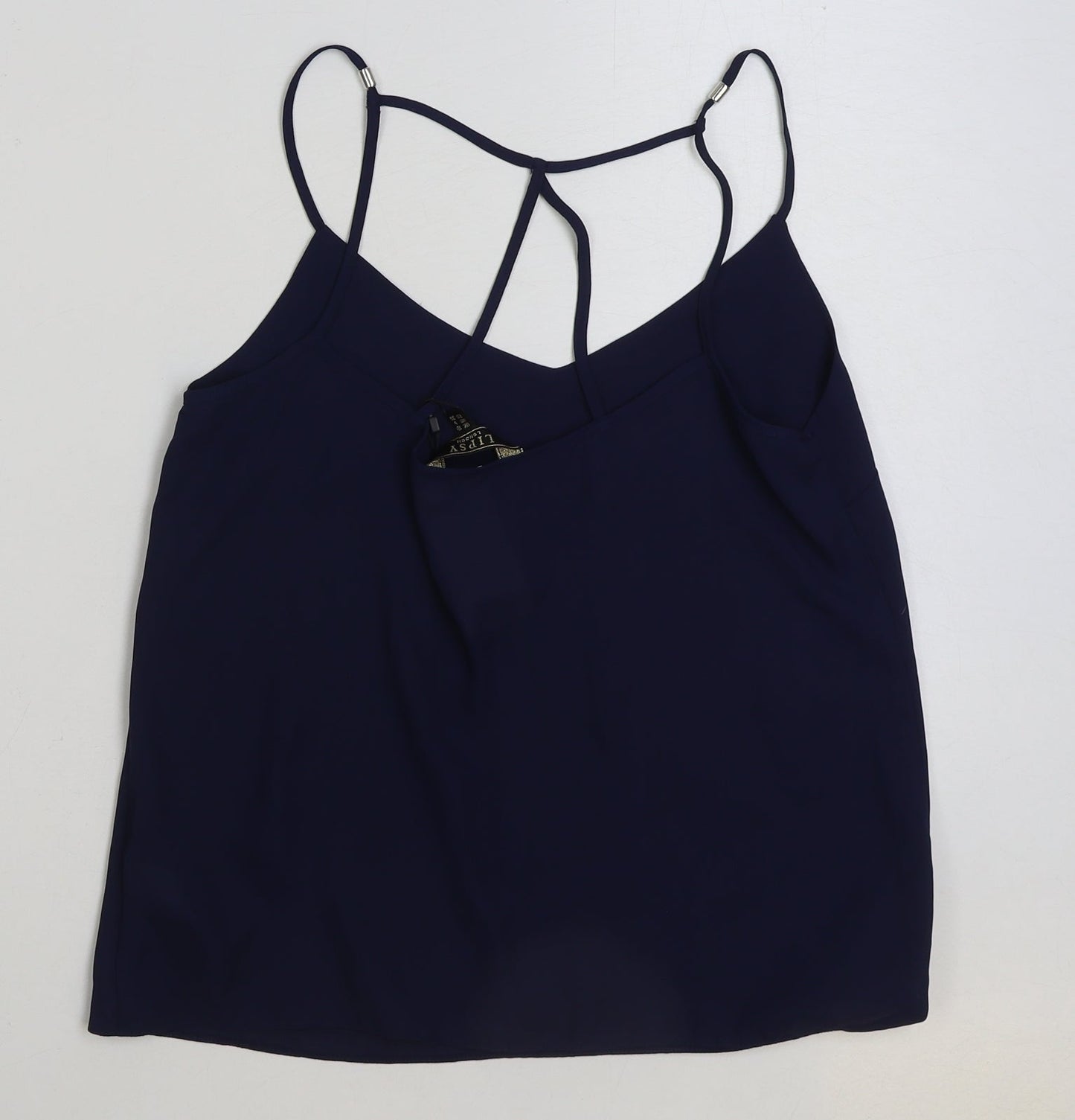 Lipsy Womens Blue Polyester Camisole Tank Size 10 V-Neck