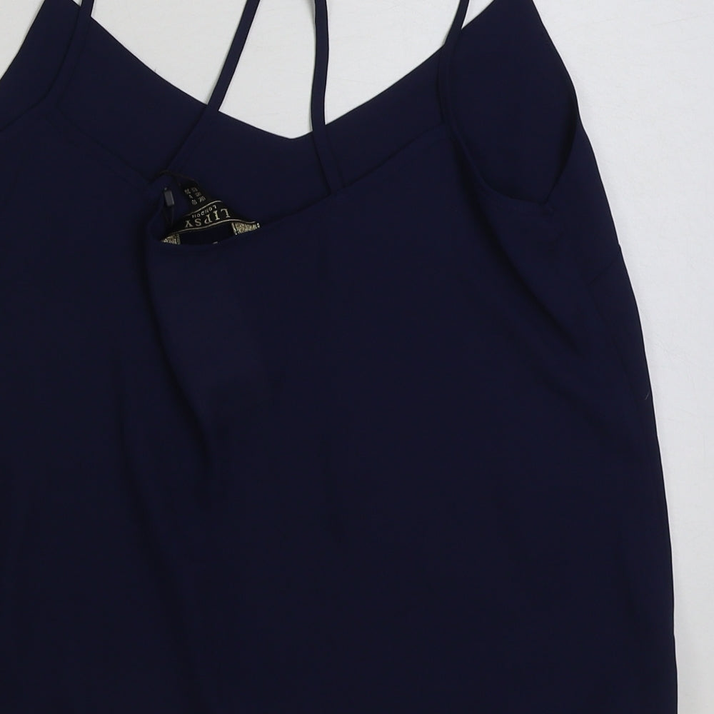 Lipsy Womens Blue Polyester Camisole Tank Size 10 V-Neck